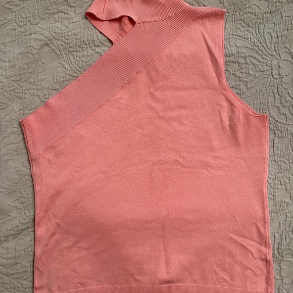 525 America One Shoulder Turtleneck in Flamingo Pink. Size Medium. - Picture 2 of 4